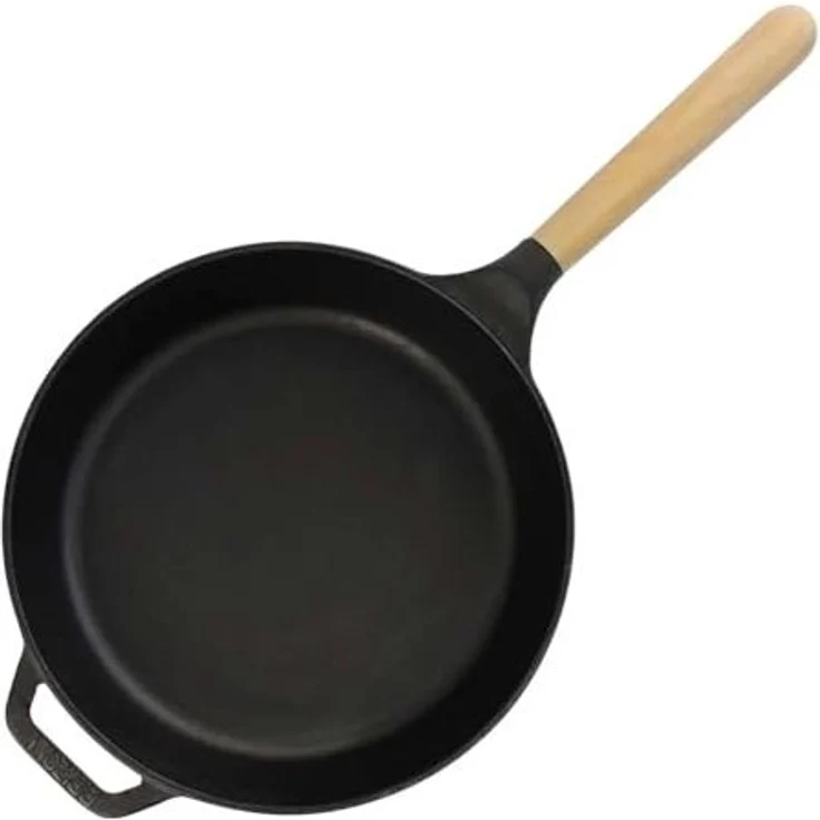 BIG-PAN Bratpfanne Ø28cm Pfanne Gusseisen Glasdeckel Pfannenwender, Gusseisen – Bild 2