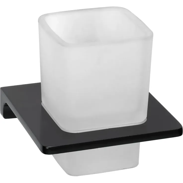 BadeDu SIRIUS Glas mit Halter Schwarz matt