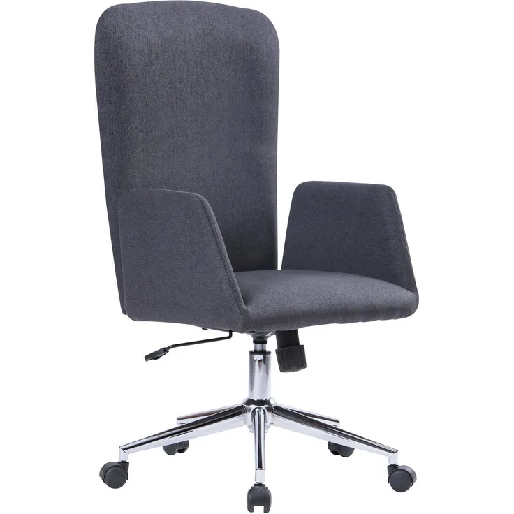 Dmora Stuhl mit Rädern Petrarca, Präsidentensessel mit Armlehnen, Ergonomischer Chefbürostuhl, 55x56h98/105 cm, Grau