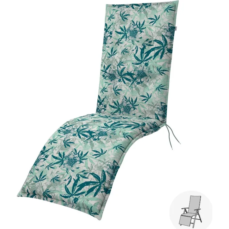 Doppler Sitzauflage "Living" Relax, palmen blau, für Relaxliege (170 x 48 x 6 cm)