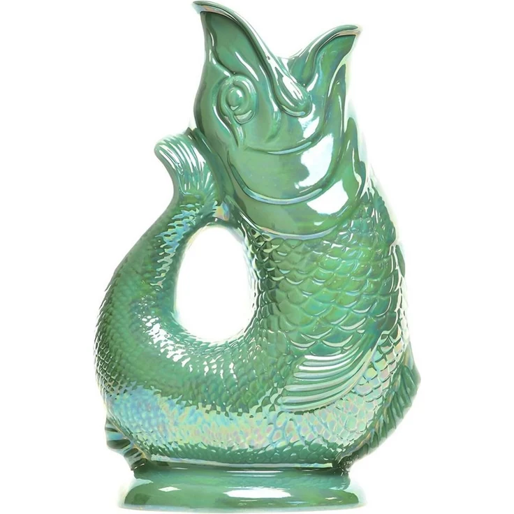 Gluckigluck Wasserkaraffe, (Original Gluggle Jug aus England), mit Gluckergeräusch, handgefertigt, ikonisches Fisch-Design, 1,2 L – Bild 1