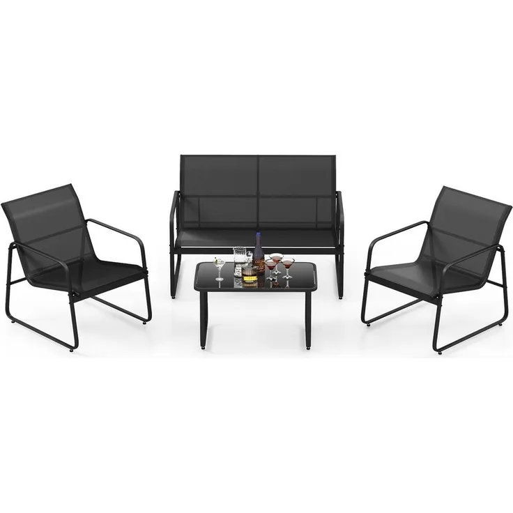 KOMFOTTEU Balkonset, 4 teiliges Gartenmöbel Set, für Balkon Garten Terrasse