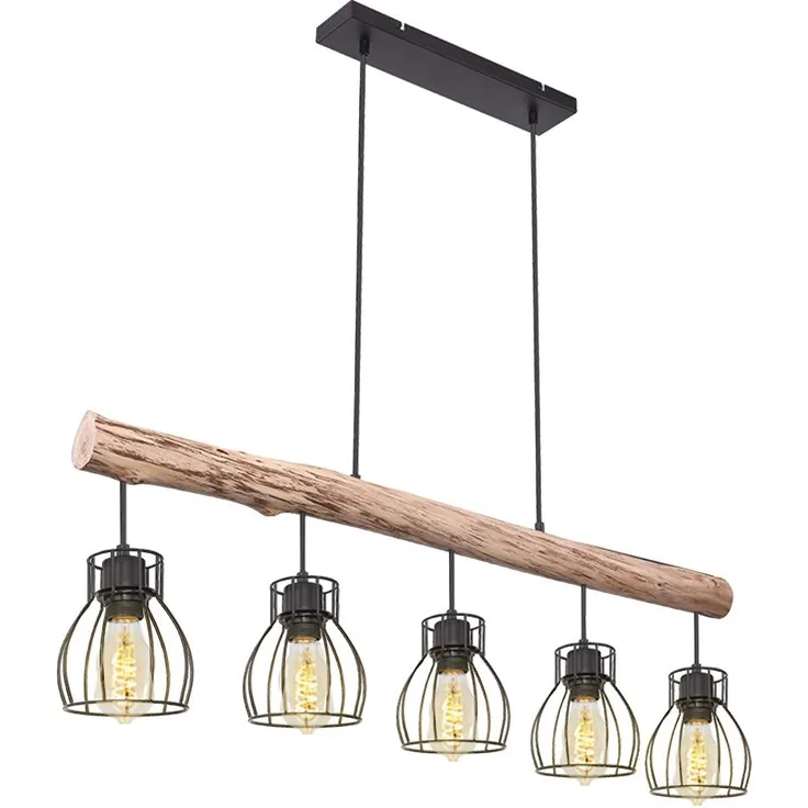 Hängeleuchte, Käfig Design, Holz, L 100 cm, MINA