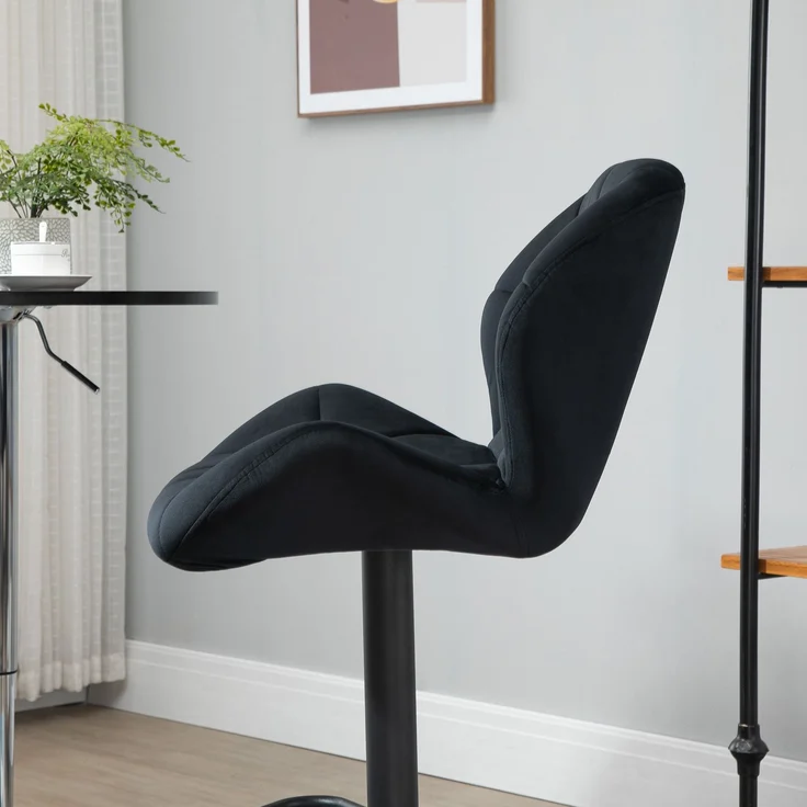 2er-Set Barhocker drehbare Barstühle mit Lehne höhenverstellbarer Bistrohocker Tresenhocker Samt Touch armloser Schaumstoff Schwarz 51,5x 57,5 ​​x 93-114,5 cm--Schwarz--93x57.5x51.5cm--YOUDENOVA – Bild 10