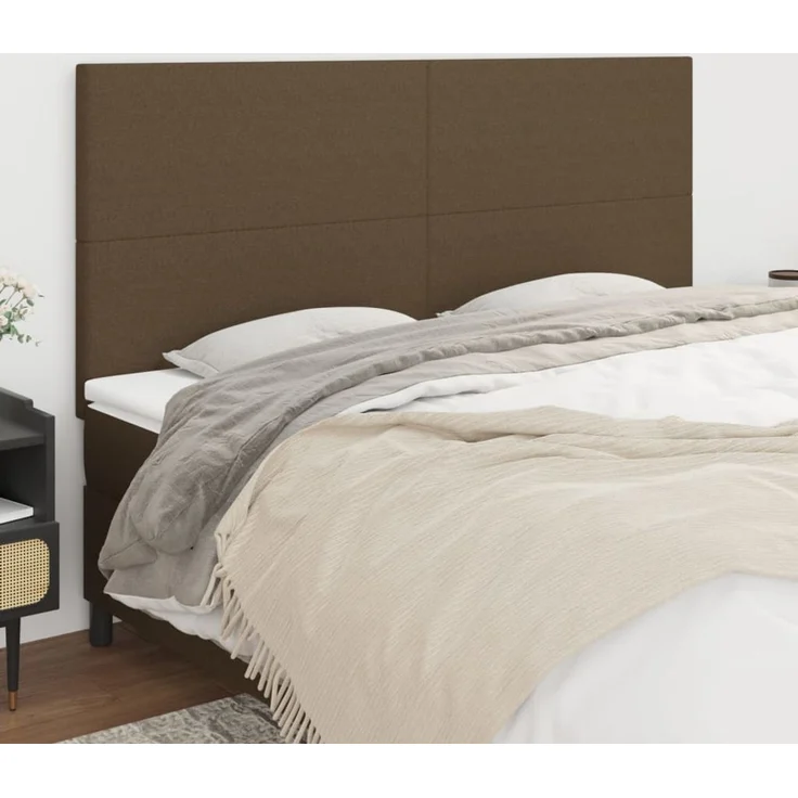 vidaXL Kopfteile 4 Stk. Dunkelbraun 100 x 5 x 78/88 cm Stoff 3116077 – Bild 1