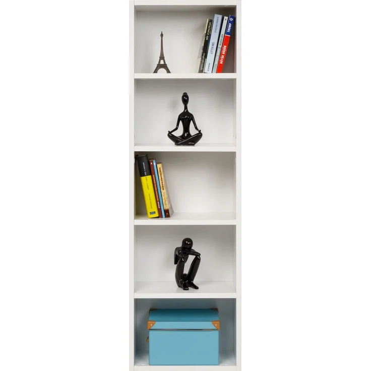 furni24 Bücherregal mit 5 Fächern, Holzregal, Würfelregal, Aufbewahrungsregal, weiß, 40 x 24 x 132h – Bild 3