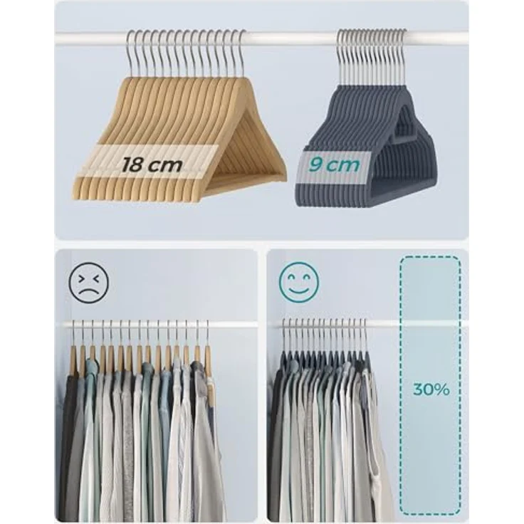 SONGMICS Kleiderbügel Samt, 100er Set, rutschfest, platzsparend – Bild 6