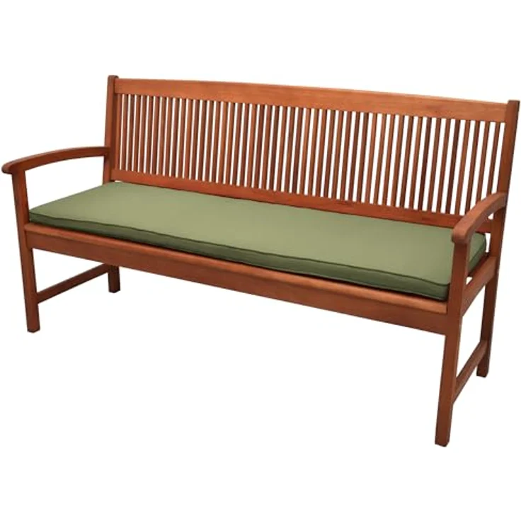 Beautissu Loft BK Bankauflage, 150x48x5cm Olivegrün, komfortable Polsterauflage für Gartenbänke mit abnehmbarem Bezug – Bild 3