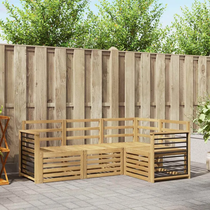 vidaXL Outdoor-Sofagarnitur 4 stk. 4-Sitzer Weiß Massivholz Akazie 3391764