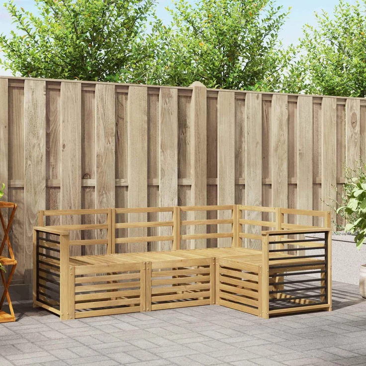 vidaXL Outdoor-Sofagarnitur 4 stk. 4-Sitzer Weiß Massivholz Akazie 3391764 – Bild 1