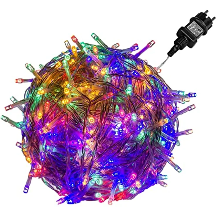 VOLTRONIC LED Lichterkette, IP44, Modell- und Farbwahl, 100 LEDs, Transparentes Kabel, bunt – Bild 2