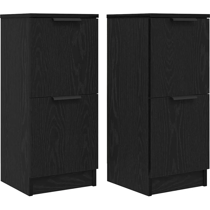 vidaXL Sideboard 2 pcs Schwarz Eichen-Optik 30 x 30 x 70 cm 862099