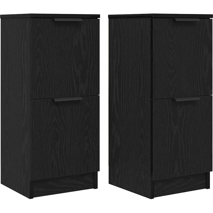vidaXL Sideboard 2 pcs Schwarz Eichen-Optik 30 x 30 x 70 cm 862099 – Bild 1