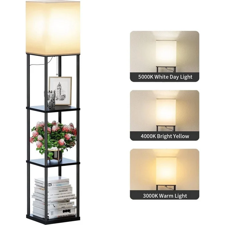 TUWENA Regal Regal Dimmbar Inklusive 3-Farbtemperatur-LED-Lampe, Stehleuchte, 1-tlg, für Wohnzimmer, Schlafzimmer, Arbeitszimmer und Büro – Bild 2