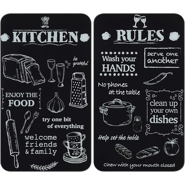 Maximex Herd-Abdeckplatte Universal Modell KITCHEN RULES, Glas, Kunststoff, (Set, 2 tlg), für Induktions-, Glaskeramik-, Elektro- und Gasherde, höhenverstellbar