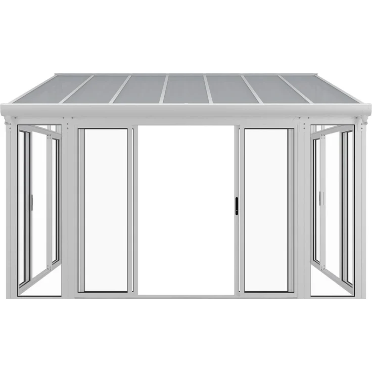 Juskys Wintergarten 12 m² - mit kristallklaren Wänden, Doppel-Schiebetüren & UV-Schutz - wasserdicht & winterfeste Überdachung aus Aluminium - Weiß – Bild 7