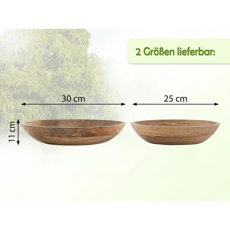 Amagohome Dekoteller Holzteller rund Obstteller Dekoschale H6cm modern schlicht Mangoholz m – Bild 3