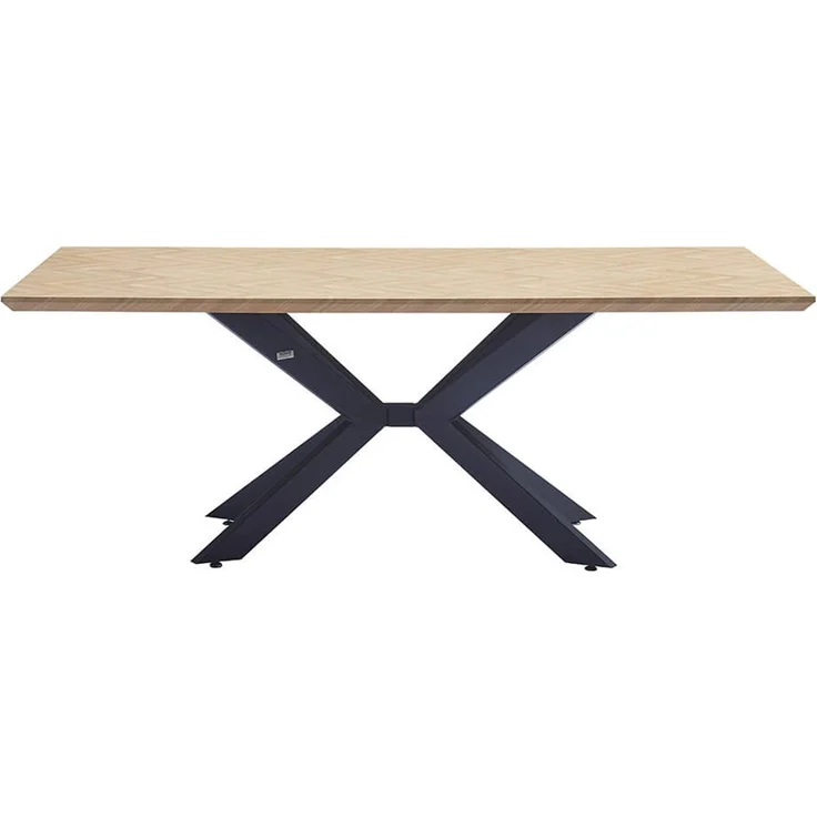 HOME DELUXE Essgruppe Eckig AVENCIA inkl. Sternfuß - 200 x 120 cm Fishbone Oak 6 Stühle Grau – Bild 5