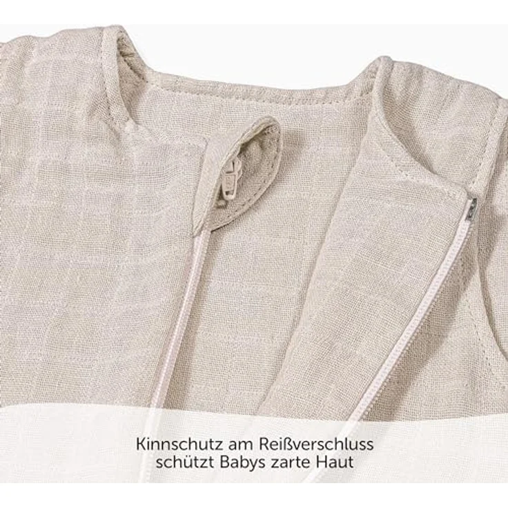 Makian Musselin-Schlafsack, atmungsaktiv und hautsympathisch, beige, Gr. 110 cm, Oeko-Tex Standard 100 zertifiziert – Bild 4