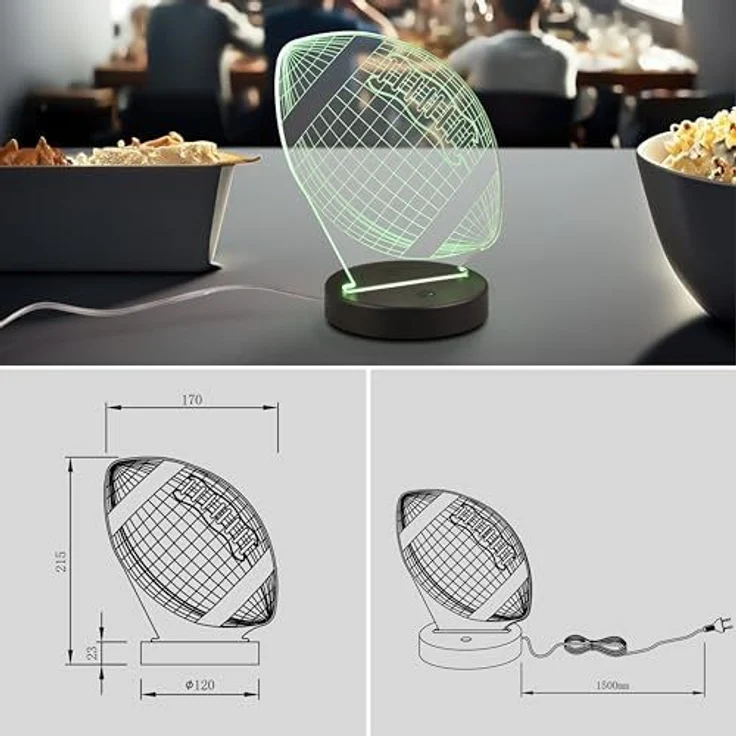 3D Dekoleuchte FOOTBALL mit RGB Farbwechsler, Höhe 21cm – Bild 4