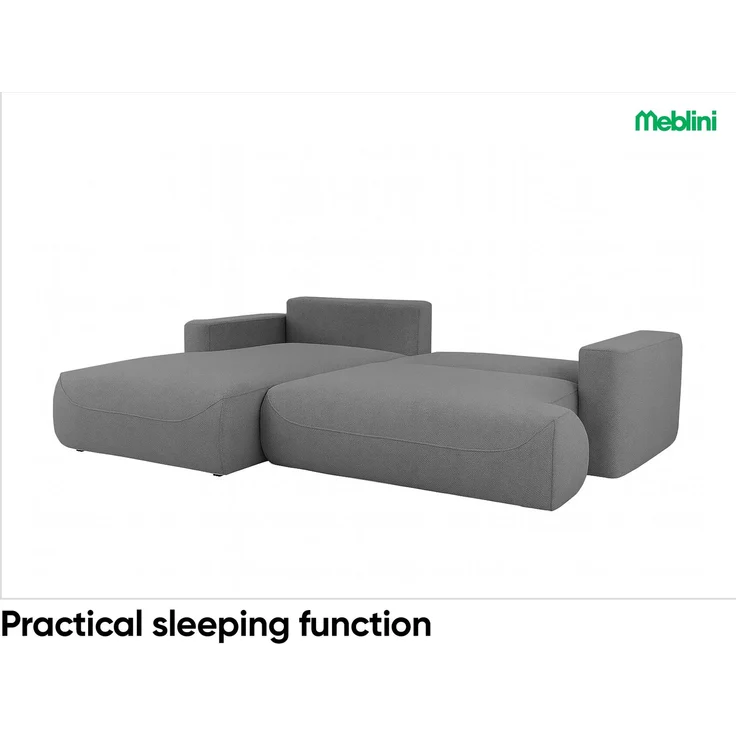 MEBLINI Schlafcouch mit Bettkasten – LUMIERE – 271x195x96cm – Links – Dunkelgrau Samt - Ecksofa mit Schlaffunktion - Sofa mit Relaxfunktion und Kissen - Couch L-Form – Eckcouch – Bild 4