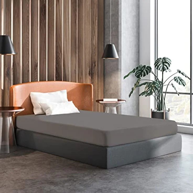 Amago - Spannbetttuch, 50 cm Steg, 100 prozent Baumwolle, 140x200 cm - Silber – Bild 3