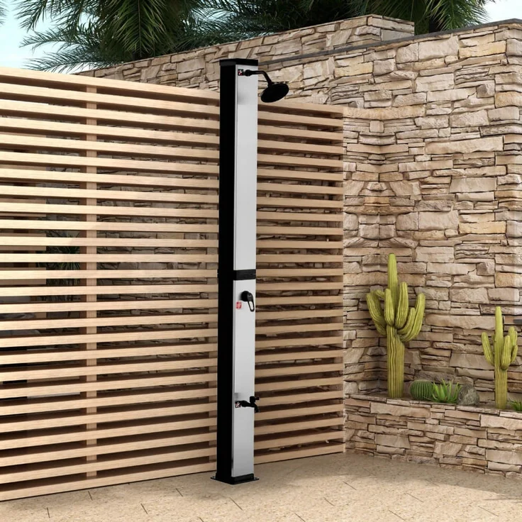HOME DELUXE Solardusche OLYMP - Gebürstetes Nickel / Schwarz – Bild 1