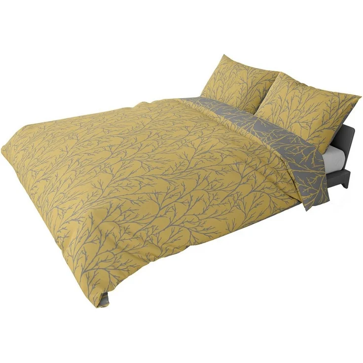 Brielle Bettwäsche Mako Satin Wendebettwäsche-Set - 2-tlg - Gelb-Grau, 2 teilig, Mit Reißverschluss, 100% Baumwolle – Bild 3