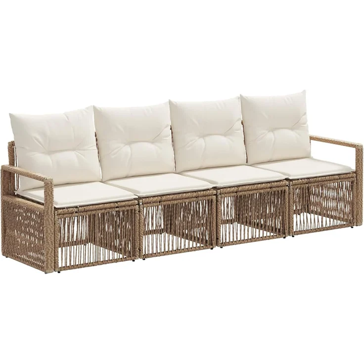 vidaXL Gartensofa-set 4 stk. 4-Sitzer Beige Poly-Rattan 3435636 – Bild 1