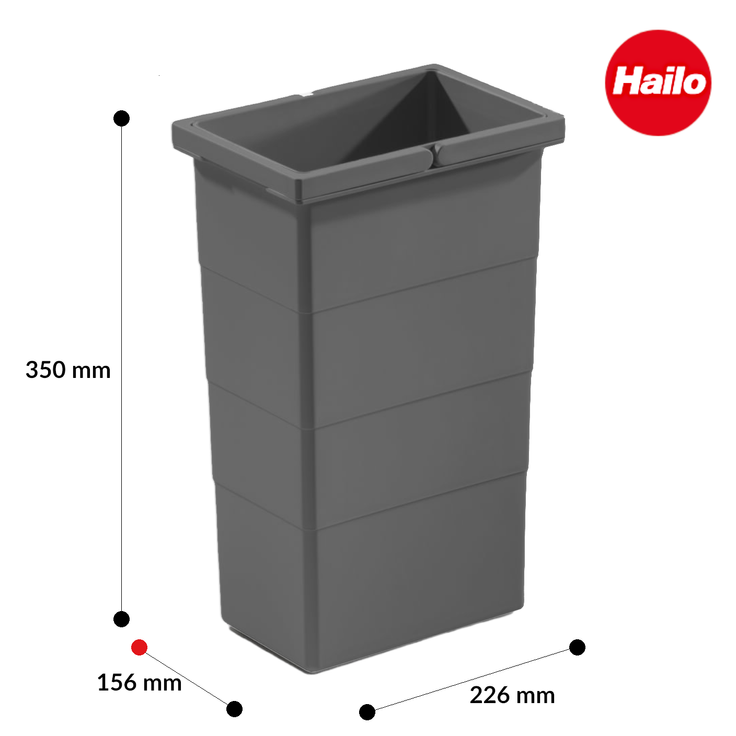 Hailo Inneneimer 1129919 dunkelgrau 10 Liter 226 x 156 x 350 2 Henkel – Bild 3