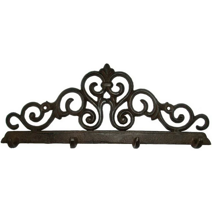 B&S Garderobenhaken Wandgarderobe Gusseisen Antik Rostlook Ornament mit 4 Haken (1 St)
