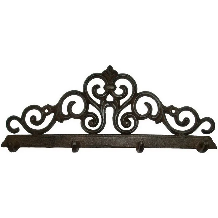 B&S Garderobenhaken Wandgarderobe Gusseisen Antik Rostlook Ornament mit 4 Haken (1 St)