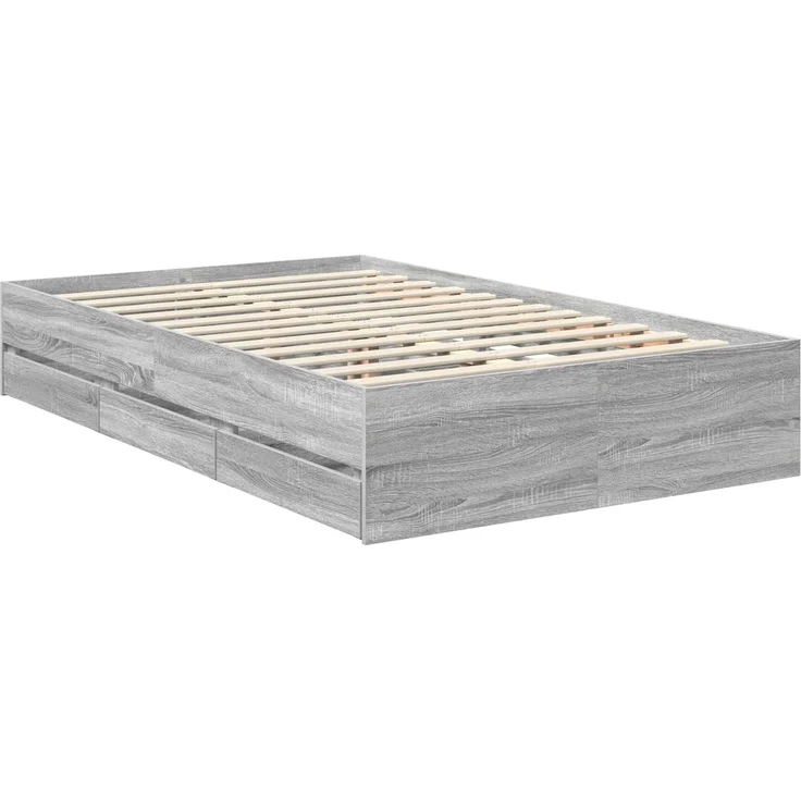 vidaXL Bettrahmen Graues Sonoma 120x190 cm Ingenieurs Holz 3411523 – Bild 5