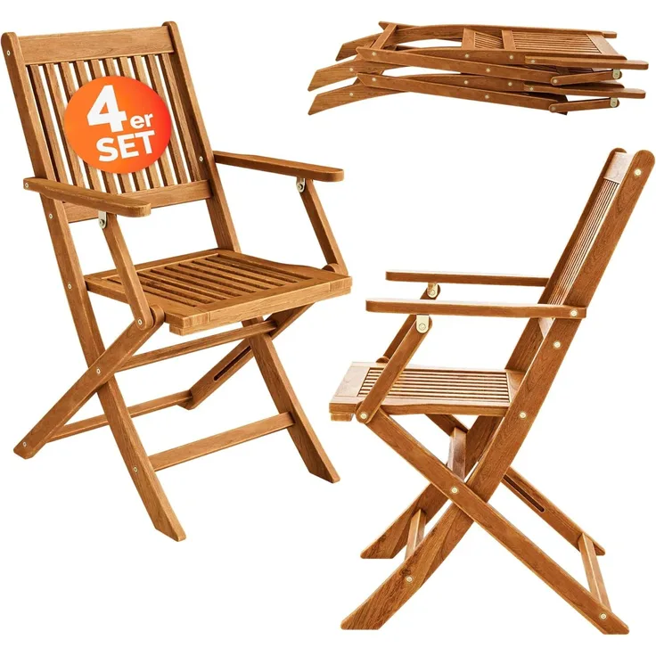 Casaria 4er Set Gartenstuhl Sydney FSC®-zertifiziertes Akazienholz