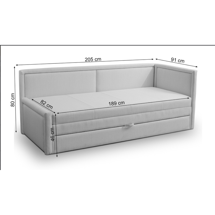 Selsey 'Caprili' Jugendbett mit ausziehbarer Liegefläche und Schublade, hellbeige, ca. 90x200 cm – Bild 5