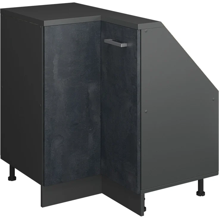Eck-Küchenschrank für Dachschrägen R-Line Schwarz Beton 75.6 cm mit 1 Tür Vicco – Bild 1