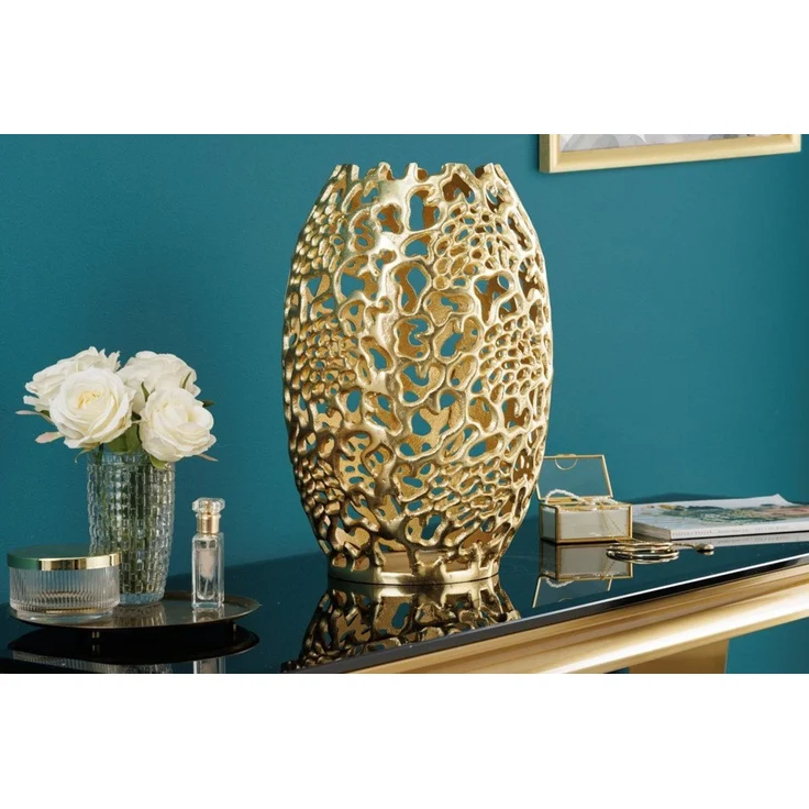 riess-ambiente Dekovase ABSTRACT LEAF 40cm gold (Einzelartikel, 1 St), Wohnzimmer · Handmade · Metall · Gold-Design · Schlafzimmer – Bild 3
