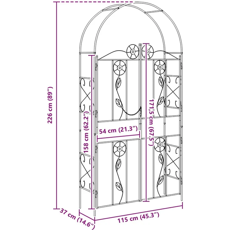 vidaXL Gartenbogen Uni Grün 115 x 37 x 226 cm 42021349 – Bild 10