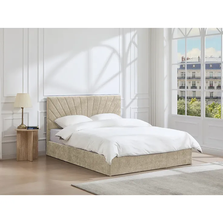 Vente-unique - RIBIOLA Bett Stoff Beige - B 213 cm x H 110 cm x L 188 cm