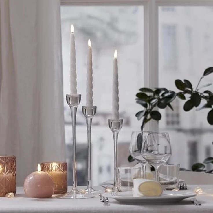 LED-Kerzen Flamme Shine 2er Set Wachs Weiß H 245cm Ø 21cm – Bild 2