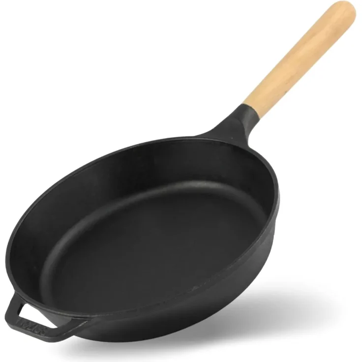 Ø26cm 54mm tief Gusseisenpfanne BRIZOLL Bratpfanne aus Gusseisen Eisenpfanne Gusspfanne rund mit Holzgriff von 4big. fun INDUKTION für alle Herdarten – Bild 1
