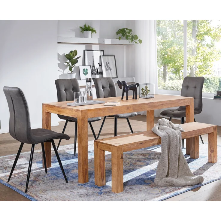 Wohnling Sitzbank, Küchenbank, Massiv-Holz, Akazie, 120 x 45 x 35 cm – Bild 6