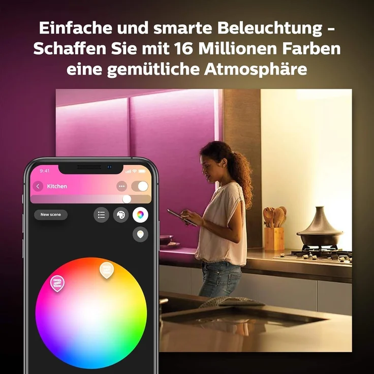 Philips Hue White & Color Ambiance Lightstrip Plus Basis-Set V4 (2m + 1m), dimmbarer LED Streifen für das Hue Lichtsystem mit 16 Mio. Farben, smarte Lichtsteuerung über Sprache oder App – Bild 6