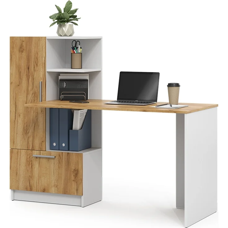 Schreibtisch Tomy Weiß/Goldkraft Eiche 150 x 59 cm Vicco – Bild 6
