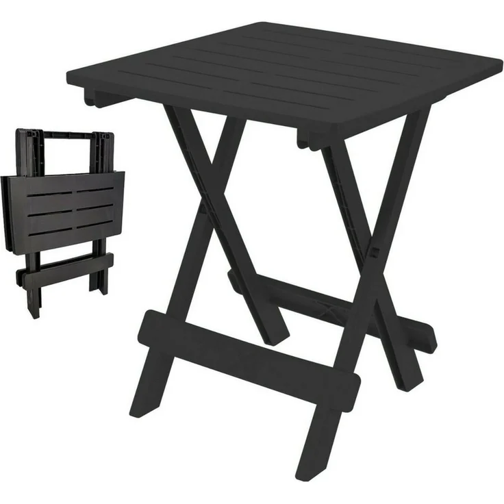 Progarden Beistelltisch Campingtisch Kunststoff Klapptisch Klein 50x45x43cm Schwarz (1-St), UV-Beständig, Robust, Wetterfest, Made in Italy, Hochwertig – Bild 1