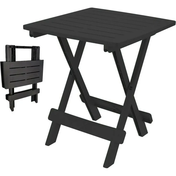 Progarden Beistelltisch Campingtisch Kunststoff Klapptisch Klein 50x45x43cm Schwarz (1-St), UV-Beständig, Robust, Wetterfest, Made in Italy, Hochwertig