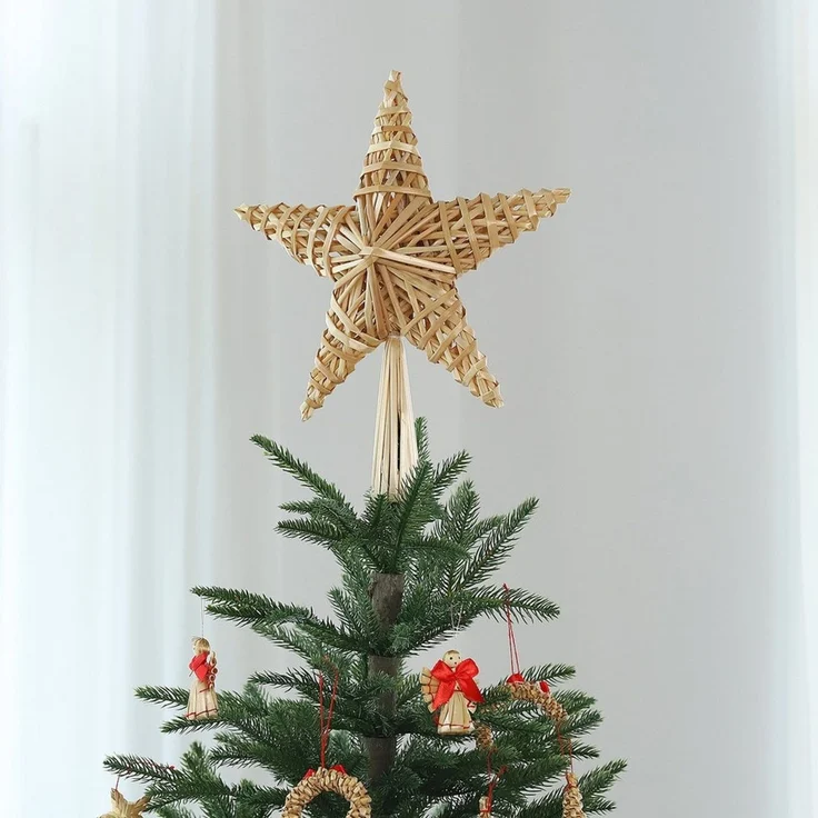 Salcar Christbaumspitze Baumspitze Weihnachten Stern Christbaumspitze Strohsterne Baumschmuck (2-tlg) – Bild 2