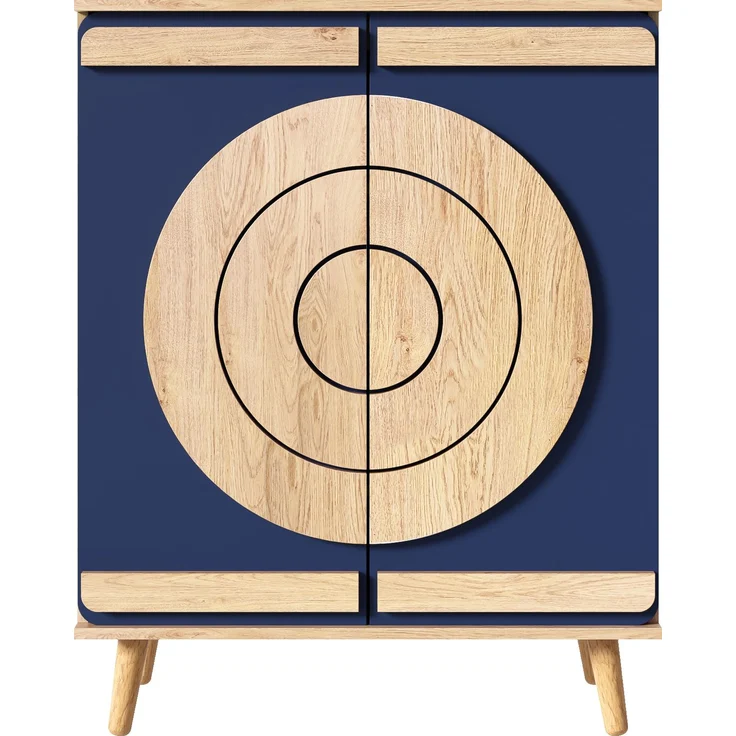 Schuhschrank 76cm×37cm×98.5cm kreisrunde Türen Blau Natur mehrstufig bis 40 kg – Bild 9