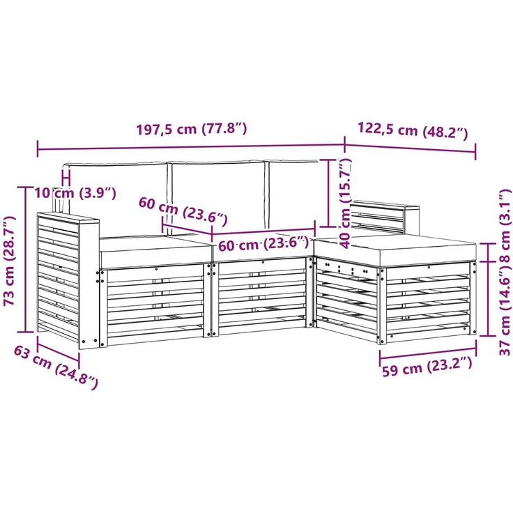 vidaXL Outdoor-Sofagarnitur 4 stk. 4-Sitzer Weiß und Creme Polyester 3391640 – Bild 6