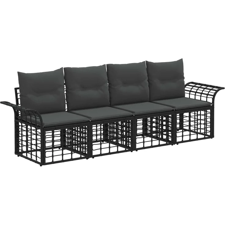 vidaXL Outdoor-Sofagarnitur 4 pcs Schwarz und Dunkelgrau Polyester 3437637 – Bild 2